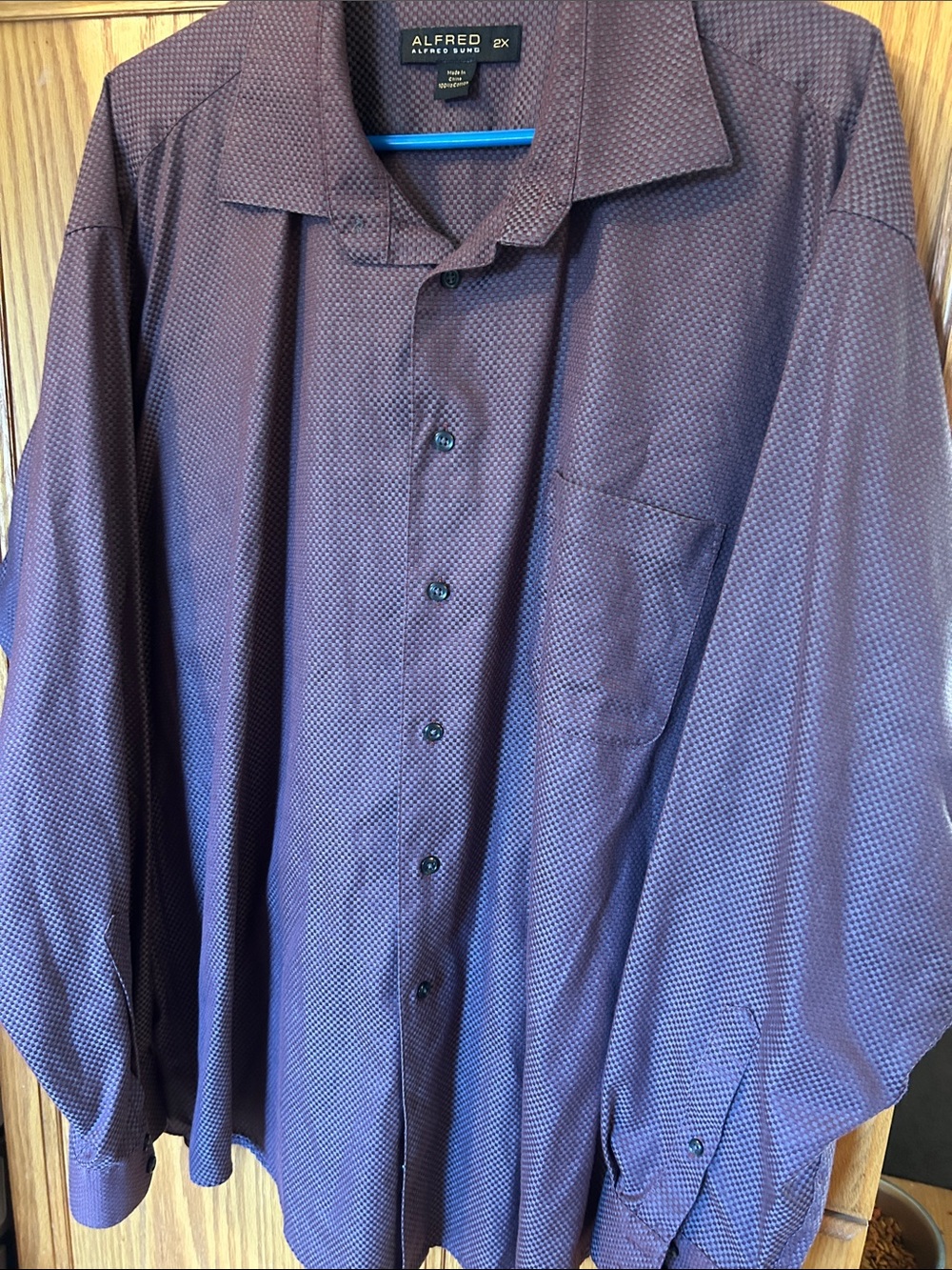 Alfred Men's Deep Purple Micro-Pattern Dress Shirt